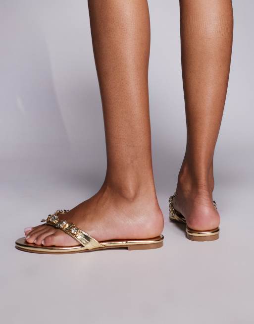 SIMMI Shoes Sandy shell detail flats in gold metallic, 4 of 4