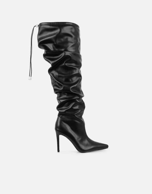 SIMMI Shoes Serenity ruched high boots in black, 2 of 4