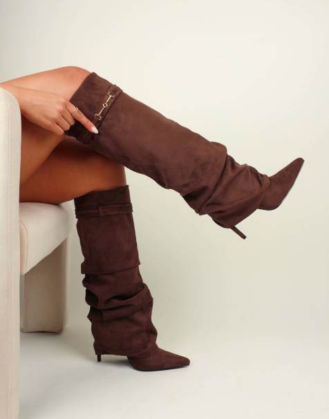 SIMMI Shoes Shadi high boots in brown suedette - view 1