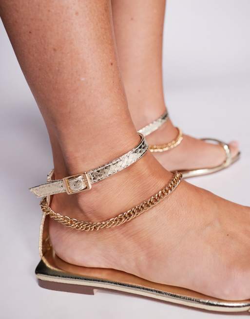 SIMMI Shoes Shanaya metallic chain sandals in gold, 2 of 4