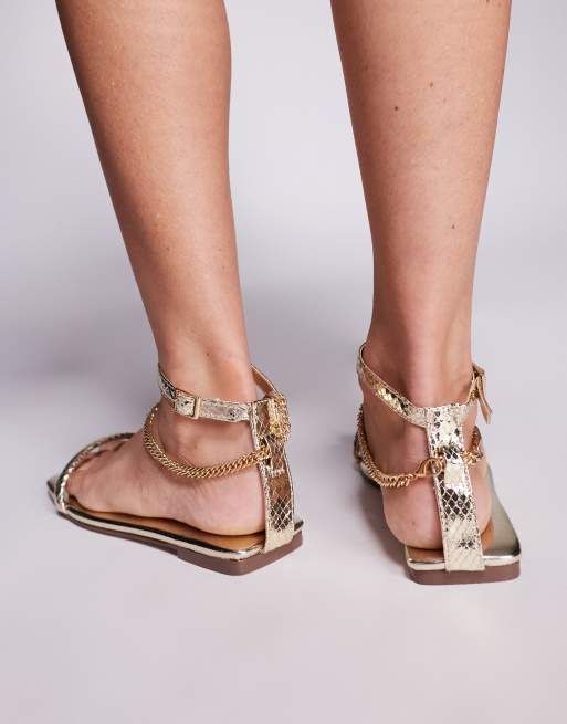 SIMMI Shoes Shanaya metallic chain sandals in gold, 3 of 4