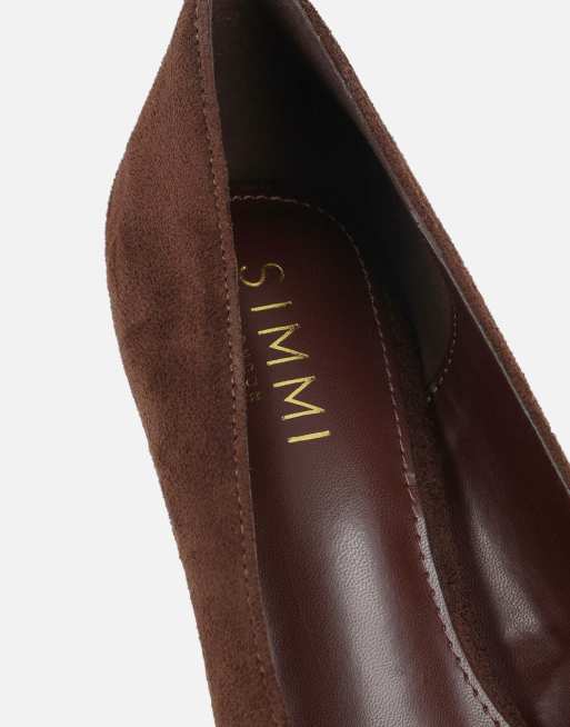 SIMMI Shoes Sid brown suede court shoes in brown suede, 2 of 4