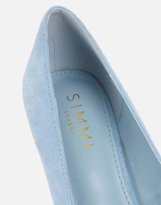 SIMMI Shoes Sid light blue suede court shoes in blue suede, 3 of 4