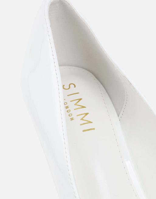 SIMMI Shoes Sid patent court shoes in white patent, 3 of 4