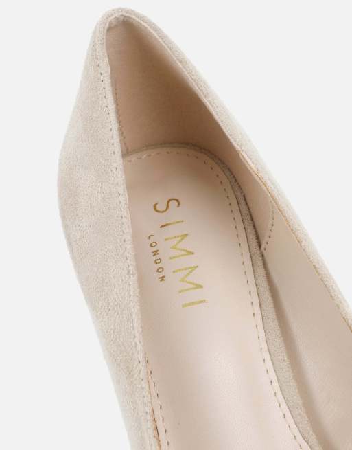 SIMMI Shoes Sid suede court shoes in oat suede, 4 of 4