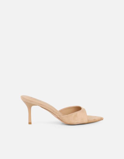 SIMMI Shoes Silvia peep toe heeled sandals in beige suede