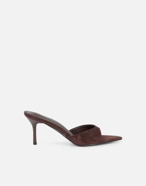SIMMI Shoes Silvia peep toe heeled sandals in brown suede - view 1
