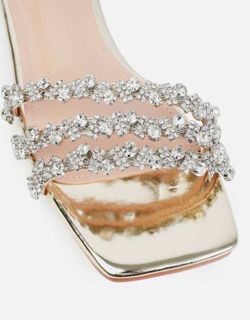 SIMMI Shoes Tapri diamante flat sandals in gold mirror, 4 of 4