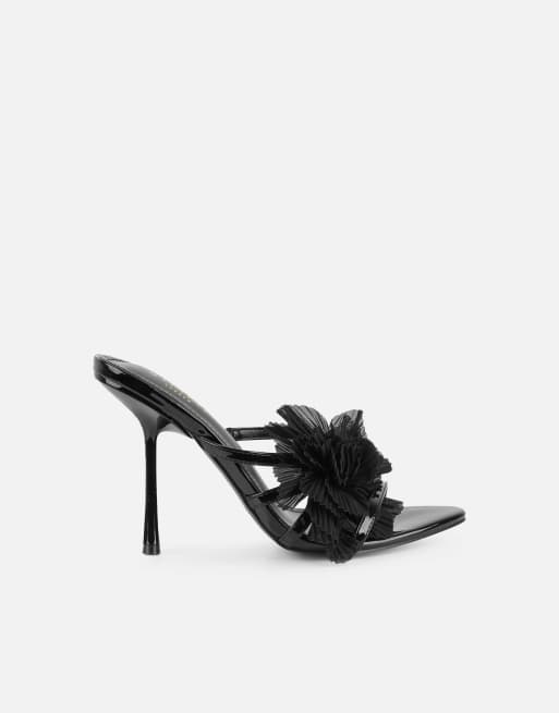SIMMI Shoes Tina flower detail heeled sandals in black patent