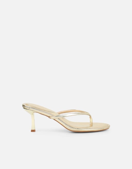 SIMMI Shoes Tramonto  toe post heeled mules in gold metallic, 2 of 4