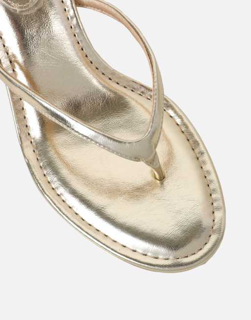 SIMMI Shoes Tramonto  toe post heeled mules in gold metallic, 4 of 4