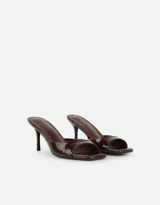 SIMMI Shoes Yuhi mule heels in brown patent, 3 of 4