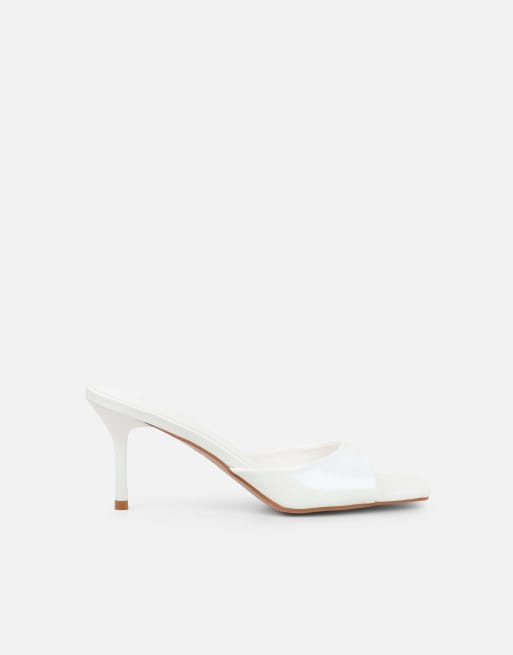 SIMMI Shoes Yuhi square toe heeled mules in white pu, 2 of 4