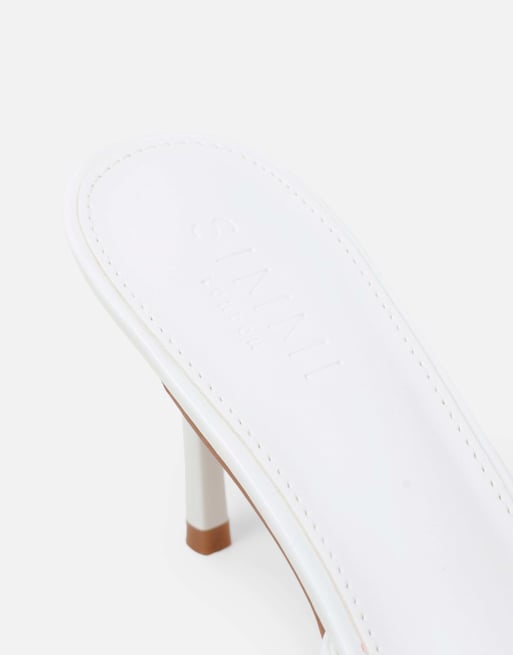 SIMMI Shoes Yuhi square toe heeled mules in white pu, 3 of 4