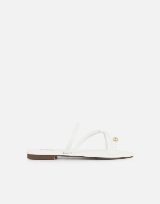 SIMMI Shoes Zina toe detail flat sandals in white, 2 of 4