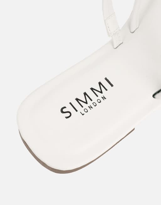 SIMMI Shoes Zina toe detail flat sandals in white, 3 of 4