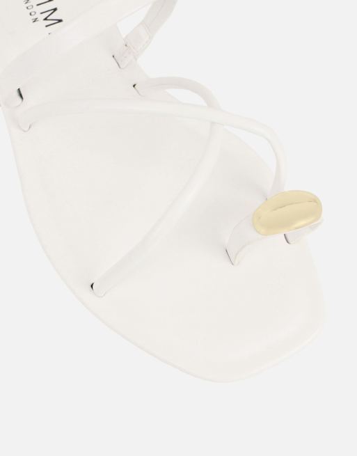 SIMMI Shoes Zina toe detail flat sandals in white, 4 of 4