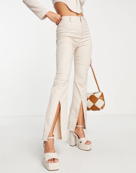 Naked Wardrobe leather look flared pants in white - part of a set