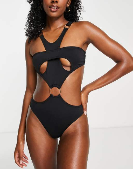 Black store strappy monokini