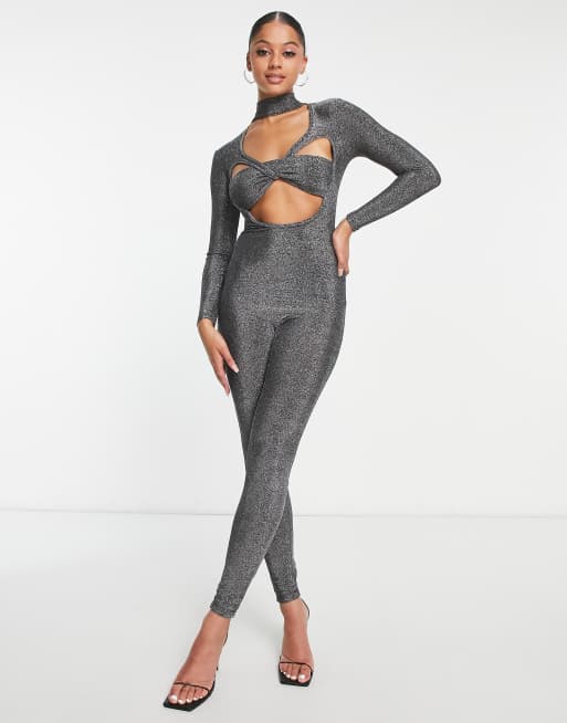 Grey best sale fitted jumpsuit