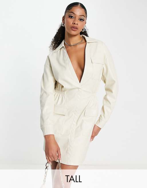 White plunge 2024 blazer dress