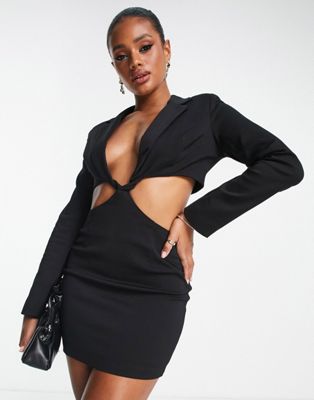 Simmi Clothing Simmi Tall Twist Front Cut Out Blazer Dress In Black