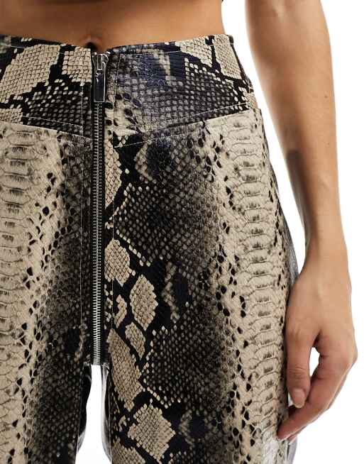 パンツ Snake Print Nylon Open Hem Pants sfs Snake Print Nylon Open Hem Pants（ASOS DESIGN satin pull-on