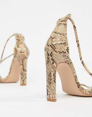 simmi vanessa snake clear detail toe loop heeled sandals