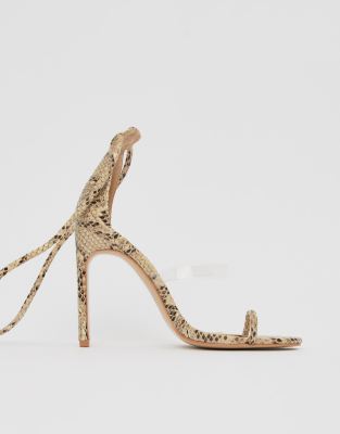 simmi vanessa snake clear detail toe loop heeled sandals