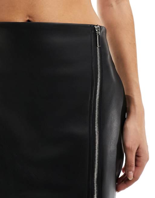 Simmi wrap zip detail asymmetric hem mini skirt in black ASOS