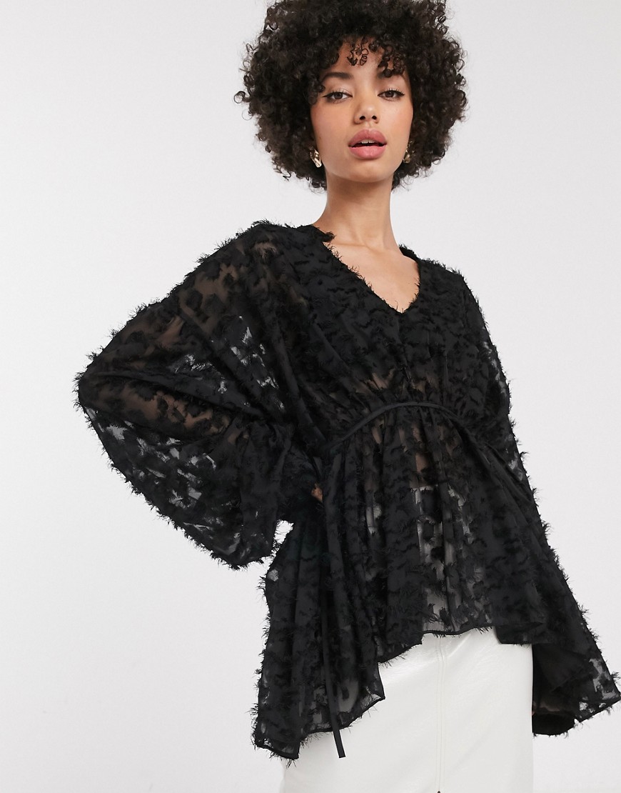 Simonett Celice textured yarn blouse in black