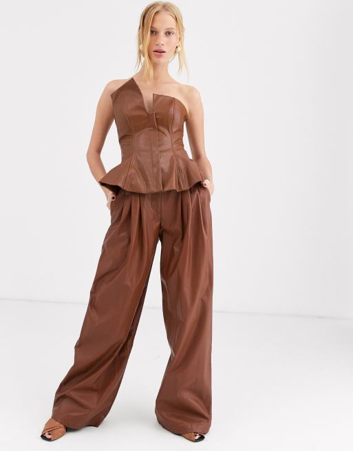 Simonett Comma - PU broek met wijde pijpen