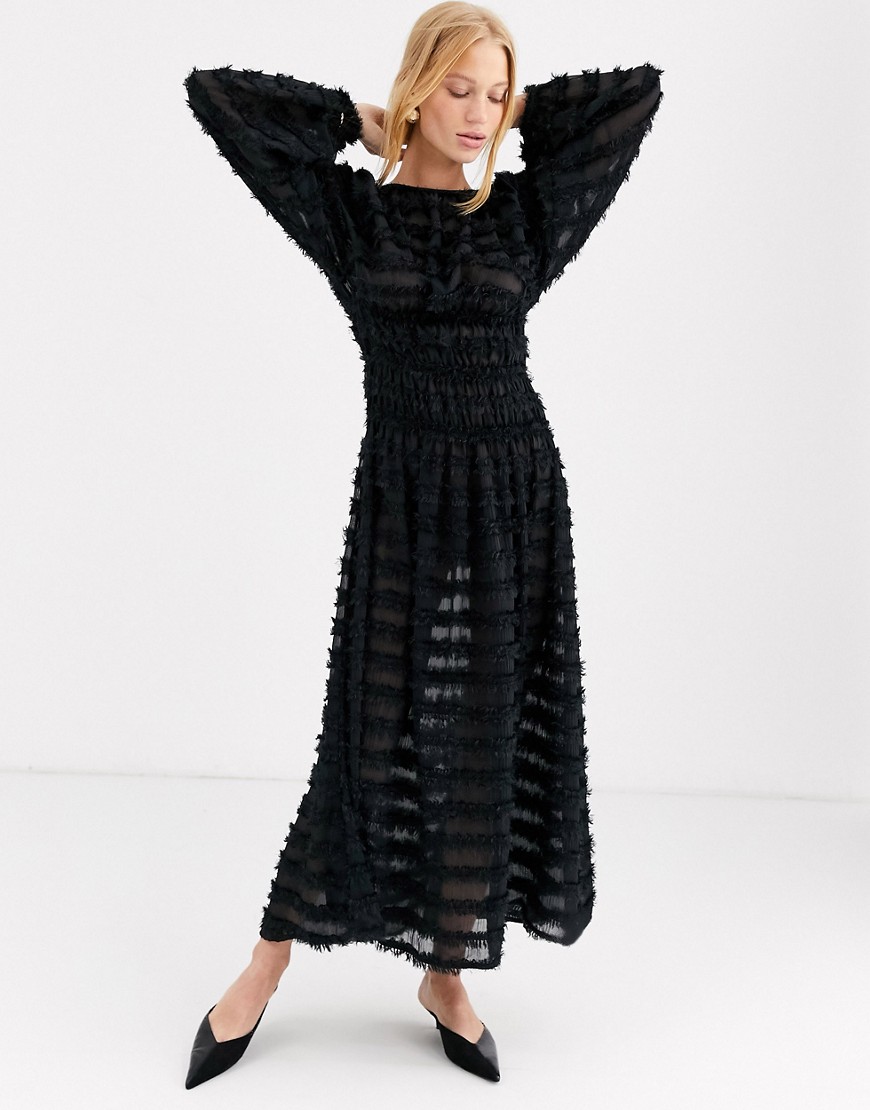 Simonett Corine textured maxi dress-Black