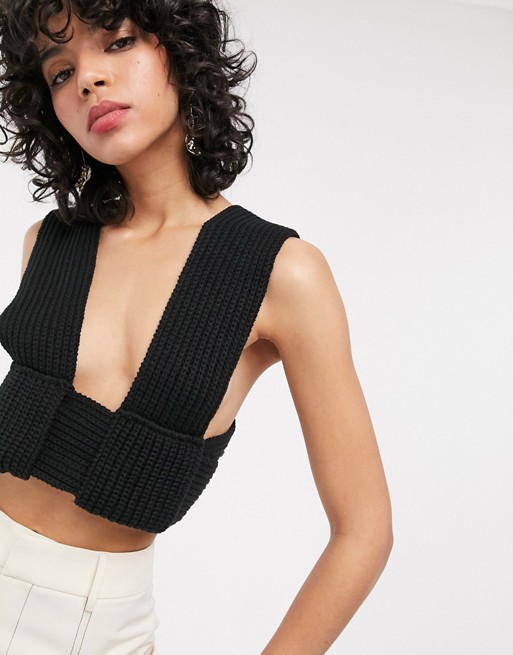 Simonett Nanu knitted bralette crop top in black