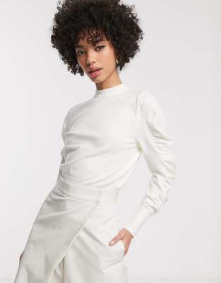 Simonett Ocha ruffle sleeve jumper-White