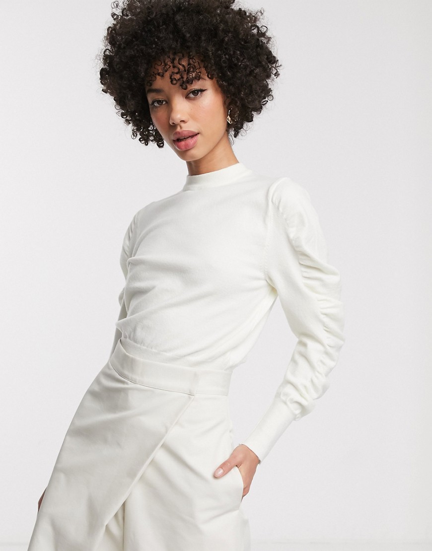 Simonett Ocha Ruffle Sleeve Sweater-white