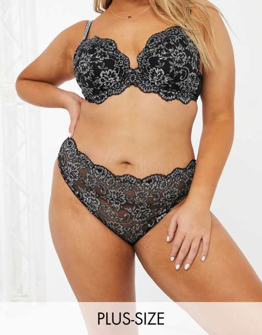 Simply Be – Glitzerndes Lingerie-Set in Schwarz, 2 von 3