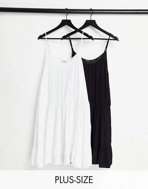 Simply Be 2 pack beach dress in black and white