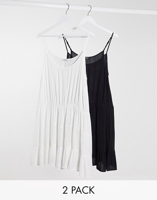 Simply Be 2 pack beach dresses in black and white