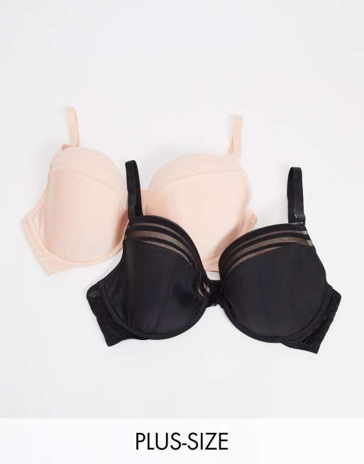 Simply Be 2 pack underwired bras in multi