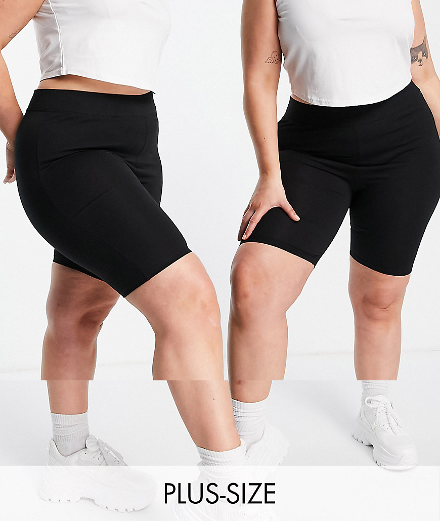 Simply Be 2-pack Legging Shorts In Black