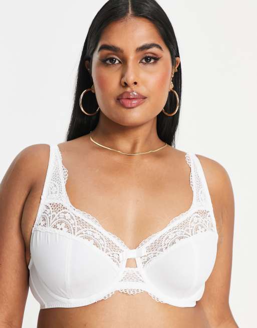 Ann Summers The Icon Fuller Bust Lace Bra, Women's White Plunge Bra with  Lace Detail, Underwired Bra for Women, Padded Bras Plus Size Lingerie - Cup  Size DD-G : : Fashion