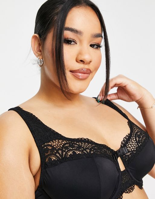 New Look DD lace plunge bra in black