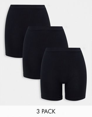 Simply Be 3 pack comfort shorts in black