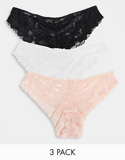 Simply Be 3 pack lace brazilian knickers