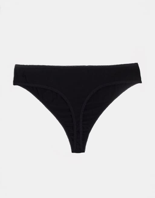 Simply Be – 4er-Pack Tangas in Schwarz mit niedrigem Bund