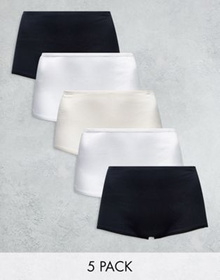 Simply Be 5 pack sculpting brief shorts in black