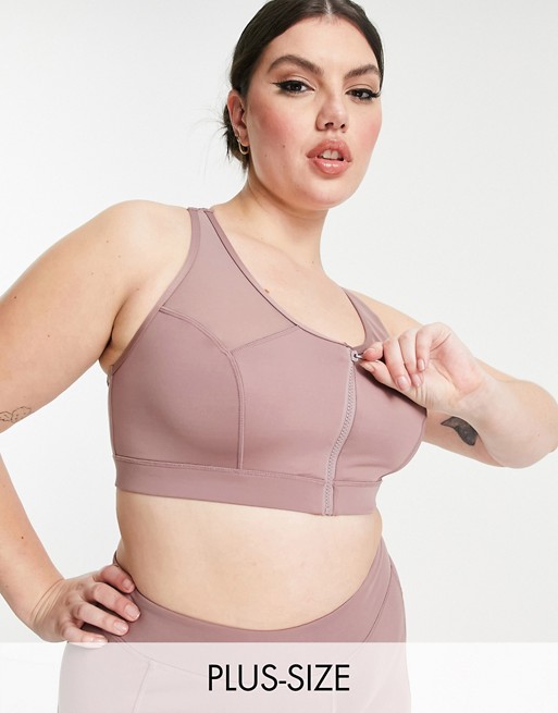 Simply Be Active longline crop top in mauve