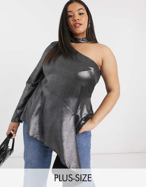 One shoulder best sale top plus size