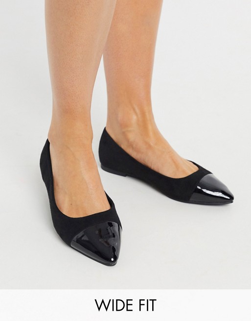 Simply Be ballerina flat shoe in extra wide fit in black | ASOS
